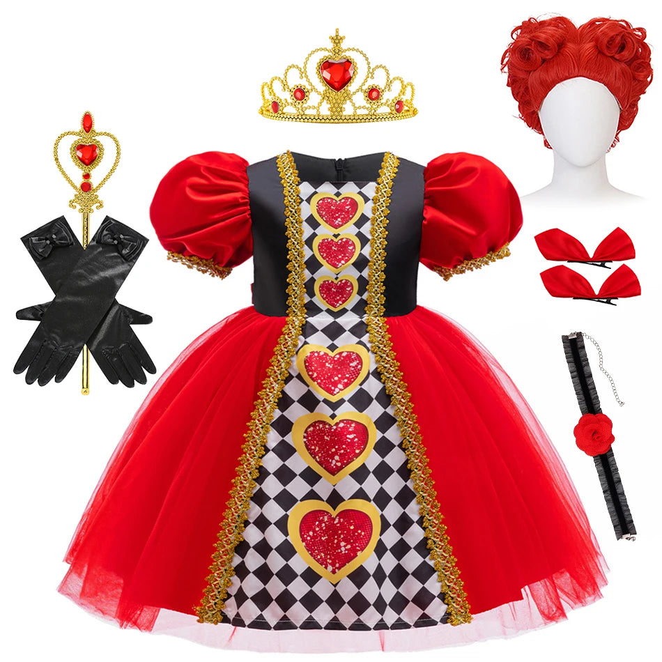 Alice Red Queen Cosplay Prinzessin Kleid Mädchen Deluxe Performance Kleidung Kind Karneval Halloween Party Charm Kostüm Geburtstagsgeschenk