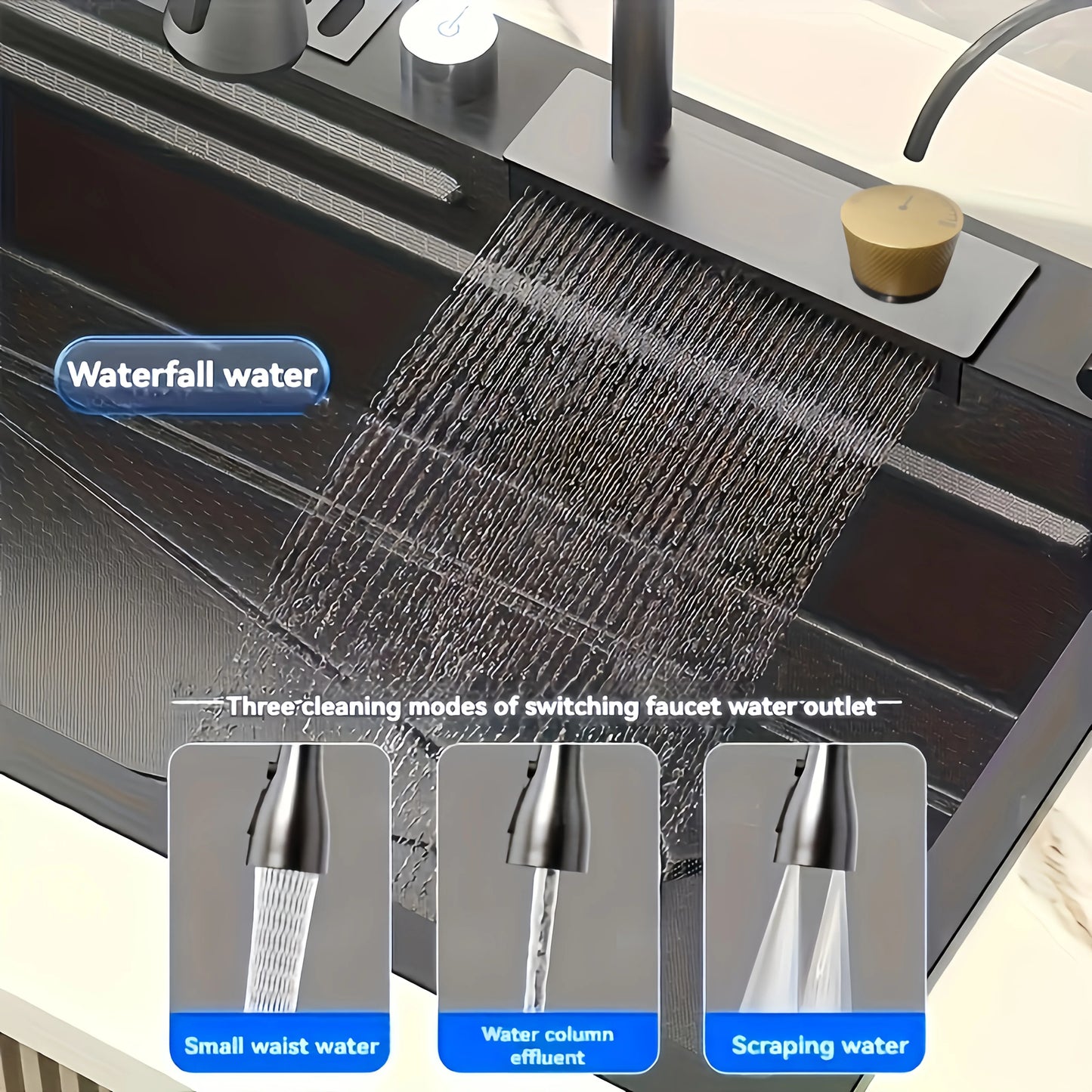 Modern Double Bowl Workstation Sink – Stainless Steel Undermount with Fast Drainage, Waterfall Rinse & Tool Holder