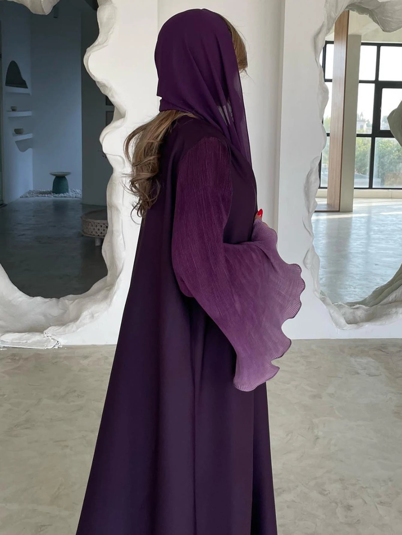 Open Front Abaya Muslim Flare Sleeve Casual Arabian Abayas Middle-East Elegant Turkey Kaftans Women Jilbabs Islamic Maxi Dresses.