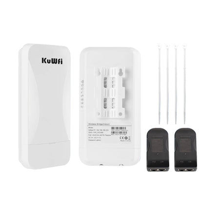KuWfi 300Mbps Outdoor CPE Bridge 2.4G Wireless WiFi Bridge AP Repeater Mode Signal Amplifier PTP PTMP Up to 1KM WAN LAN 24V POE.