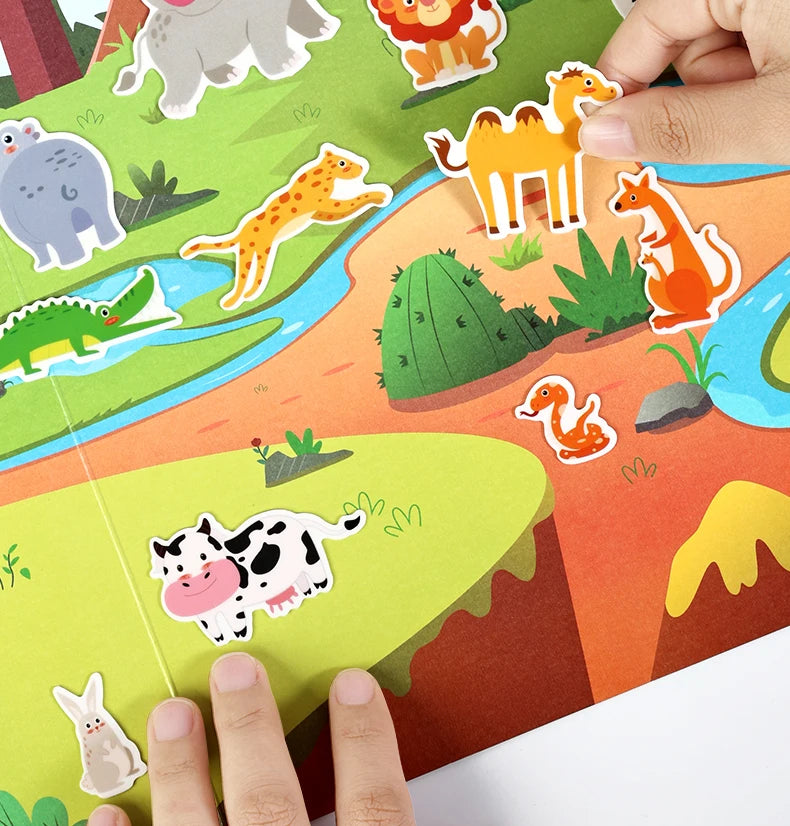 Kids' Reusable Castle Jelly Sticker Book Multi-Theme DIY Creative Jelly Stickers Portable Quiet Busy Book Montessori Sticker Toy