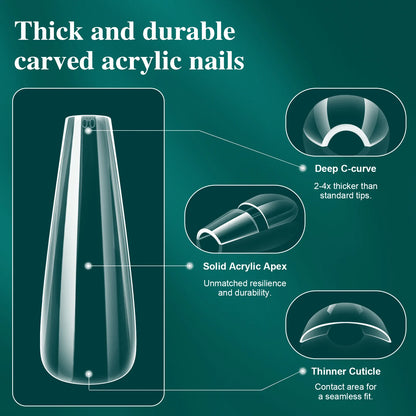 16 Sizes Curved Arch Soft Gel False Nail Tips Full Cover Press on Almond Capsules French Coffin Artificial Fake Nails Extension.