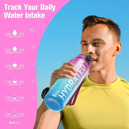 32oz Water Bottle Motivational Sport Water Bottle Leakproof Drinking Bottles Outdoor Sports Travel Kettle Drinking Water Bottle.