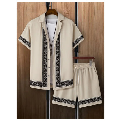 Casual Y2k Men's Shorts, Fashionable Men's Short-sleeved Shirts, Summer Short-sleeved Shirts And Beach Shorts Men's Sets.