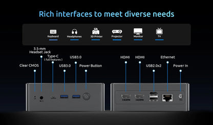 BMAX B4 Turbo Mini PC Windows 11 PC Intel N150 16GB 512GB SSD 2*HDMI 1*Type-C Supports 4K@60Hz 1000MHz Intel Graphics.