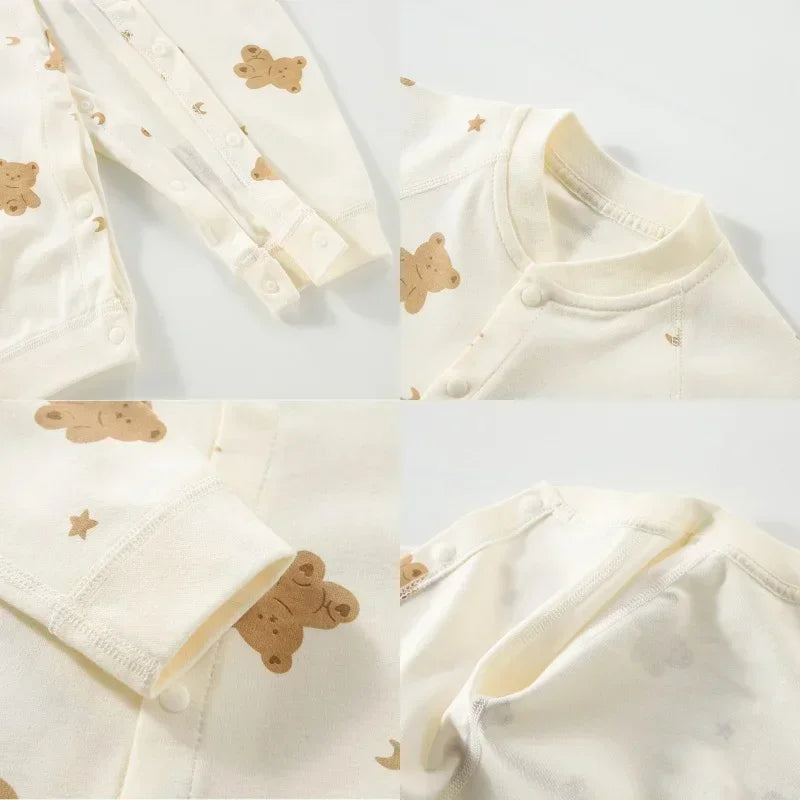 Baby Strampler Gereinigte Baumwolle Neugeborene Kleidung Cartoon Jungen Mädchen Bodys Lange Ärmel Belüftung Vier Jahreszeiten Strampler Pyjamas.