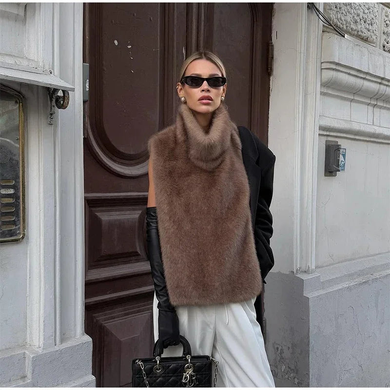 Schwarz Luxus Faux Pelzmantel Frauen Mode Oansatz Langarm Flauschigen Lose Jacke 2025, Winter Dame Verdicken Warme Straße Outwear