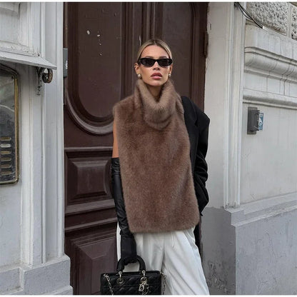 Schwarz Luxus Faux Pelzmantel Frauen Mode Oansatz Langarm Flauschigen Lose Jacke 2025, Winter Dame Verdicken Warme Straße Outwear