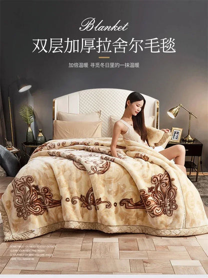 New Warm Weighted Blankets for Beds High End Thicken Warmth Raschel Blanket for Winter Autumn Double Side Plush Comforter Quilt.
