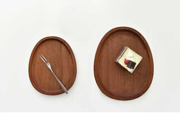 Solid Wood Serving Tray Oval Tea Tray Decorative Wood Plate Fruit Tray Vegetable Platter Home Bread Dessert Cake Plate Tableware.