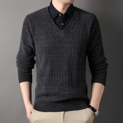 Winter Men Fleece Sweater Thickened Pullover Shirt Collar Sweaters Velvet Clothing Autumn Winter Jumpers Fashion Knitwear.