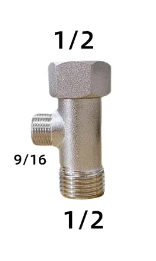3 Way T Valve Adapter Connector Copper Brass 3/8 1/2 9/16 7/8  for Diverter Bath Toilet Bidet Sprayer Shower Head Water Pipes