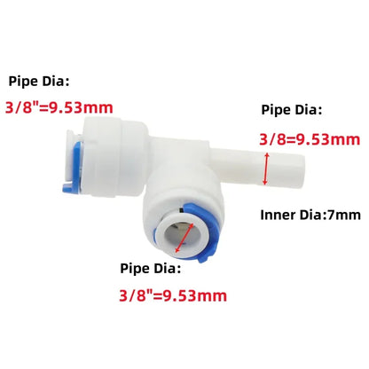 5Pcs RO Water Plastic Pipe Fitting Tee T-type 1/4" 3/8" Hose OD To 1/4" 3/8" Hardplug Reverse Osmosis System Quick Connector