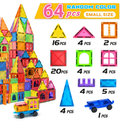 40/64/100PCS Magnetic Building Blocks Montessori  Educational Constructor Toys Set For Kids Game For Boys Girl Gifts.