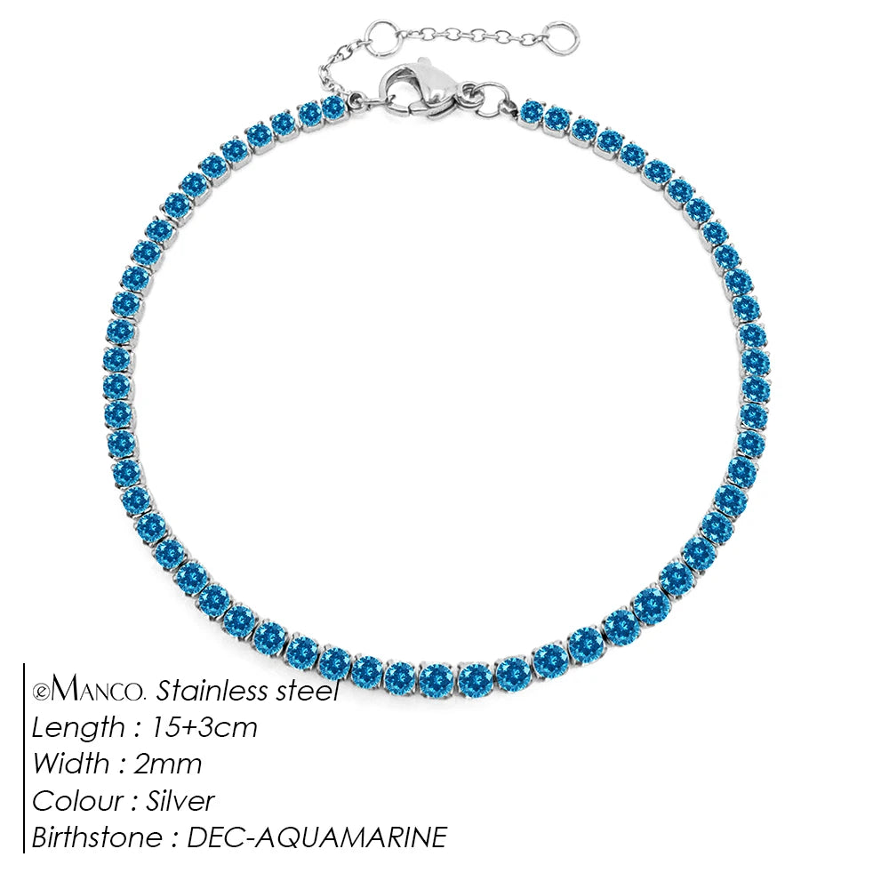 eManco Stainless Steel Gold Plated Sparkling Bracelet High Quality White Zirconia Single Row Simple Accessory For Girls.