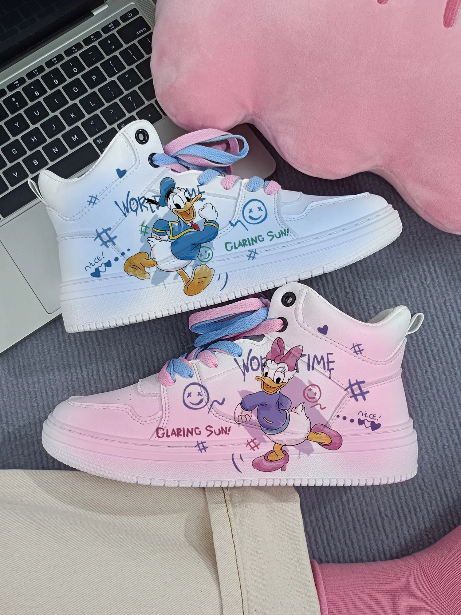 New Disney cartoon girls Daisy Donald Duck princess cute Casual shoes non-slip soft bottom sports shoes for girl gift.