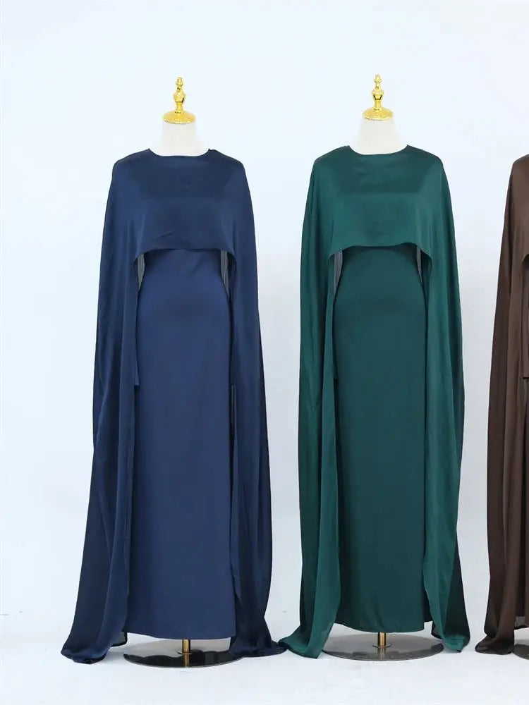 Ramadan Satin 2 Piece Abaya Modest Muslim Sets Kebaya African Dresses For Women Robe Femme Musulmane Caftan Marocain Vestidos.