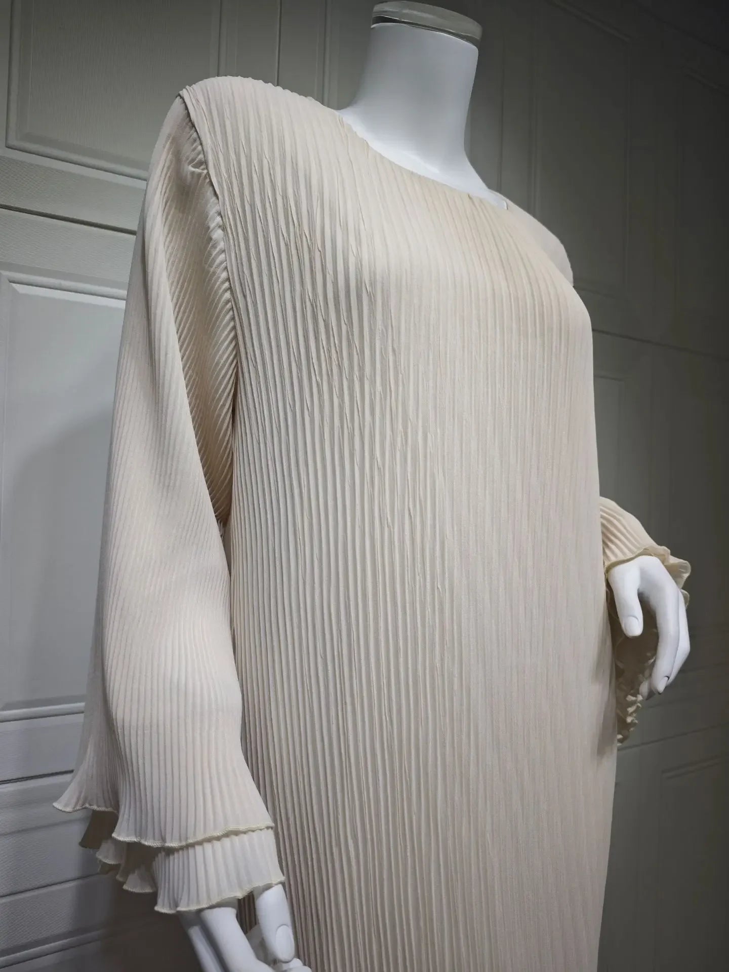 Eid Muslim Dress for Women Pleated Flare Sleeve Jalabiya Kaftan Islam Vestidos Arab Long Robe Ramadan Morocco Dubai Abayas 2024