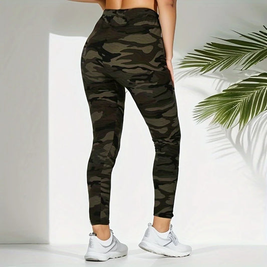 Camouflage Grau Grün Enge Lässige High Stretch Damen Leggings, Sportliche Und Sexy Fitness Retro Neun Punkt Bleistift Hosen