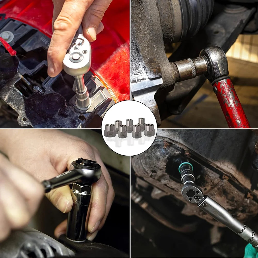 [EU-Lager] 14-teiliges Steckschlüsselset, Schlagschrauben-Mutterentferner-Set, Cr-Mo-Stahl-Schraubenausdreher-Werkzeugset für industrielle Schlagschrauben und Muttern