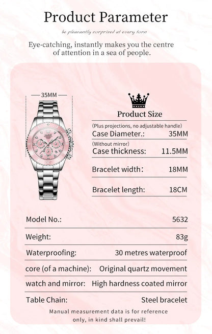 OLEVS 5632 Womens Watch Elegant Luxury Quartz Watch Zircon Scale Waterproof Luminous Automatic Date Ladies Watch Gifts Original.