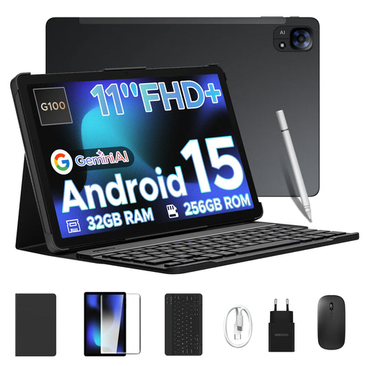 DOOGEE Tab E3 Tablet 11" Screen Android 15 Gemini AI 7.5mm Ultra-thin 32GB (8+24) 256GB Dual Speakers 8800mAh Battery Smart Pad.