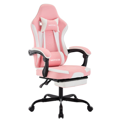 WOTSTA Gaming-Stuhl mit Fußstütze, Gamer-Stühle, ergonomisch, mit Lendenkissen, Kopfstützenstuhl, höhenverstellbarer Computerstuhl