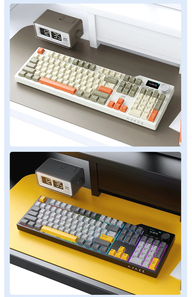 NEW Ajazz AK35I V3 MAX Tri-mode Wired Bluetooth Wireless Gaming Keyboard Gasket Full Key Hot Swap 104 Keys Customized Keyboard