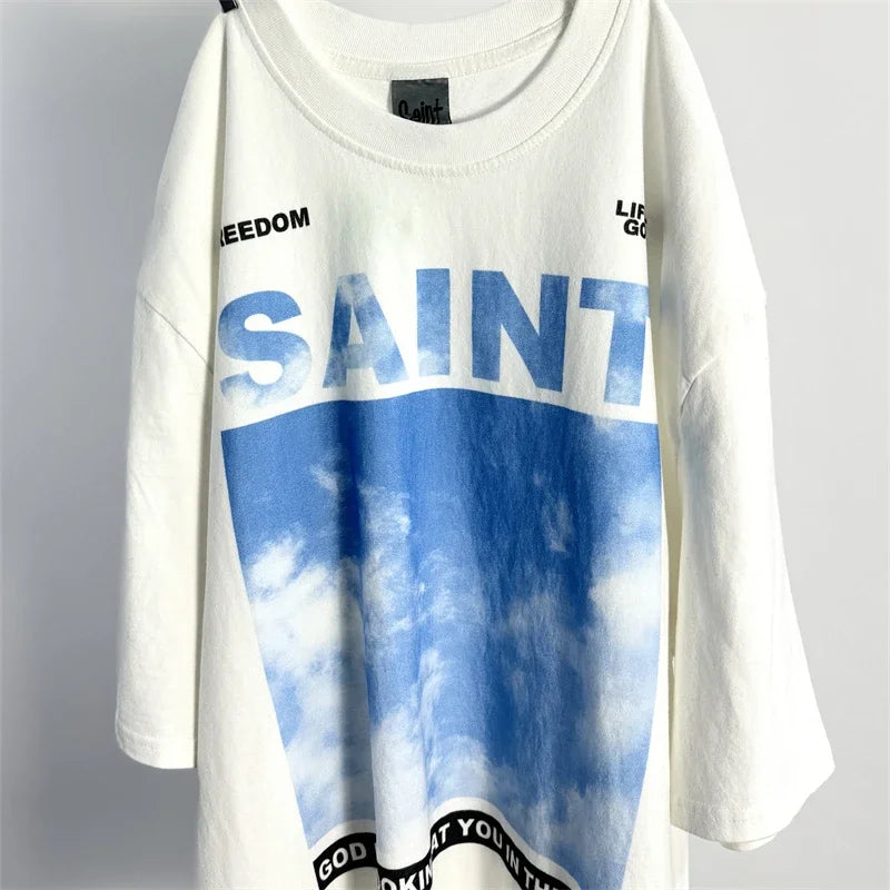 SAINT Vintage NIN Nine-inch Nail T-Shirts Best Quality Vintage Washed T Shirt Tee Tops