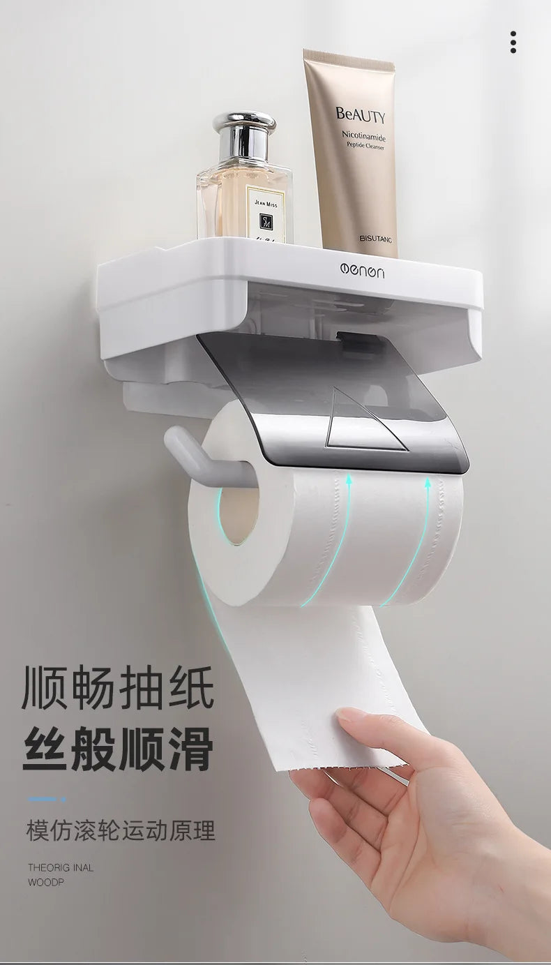 Wand Halterung Toilettenpapier Halter Top Kleinigkeiten Lagerung Kunststoff Wasserdichte Rollen Papier Lagerung Rack Badezimmer Tissue Organizer Regale
