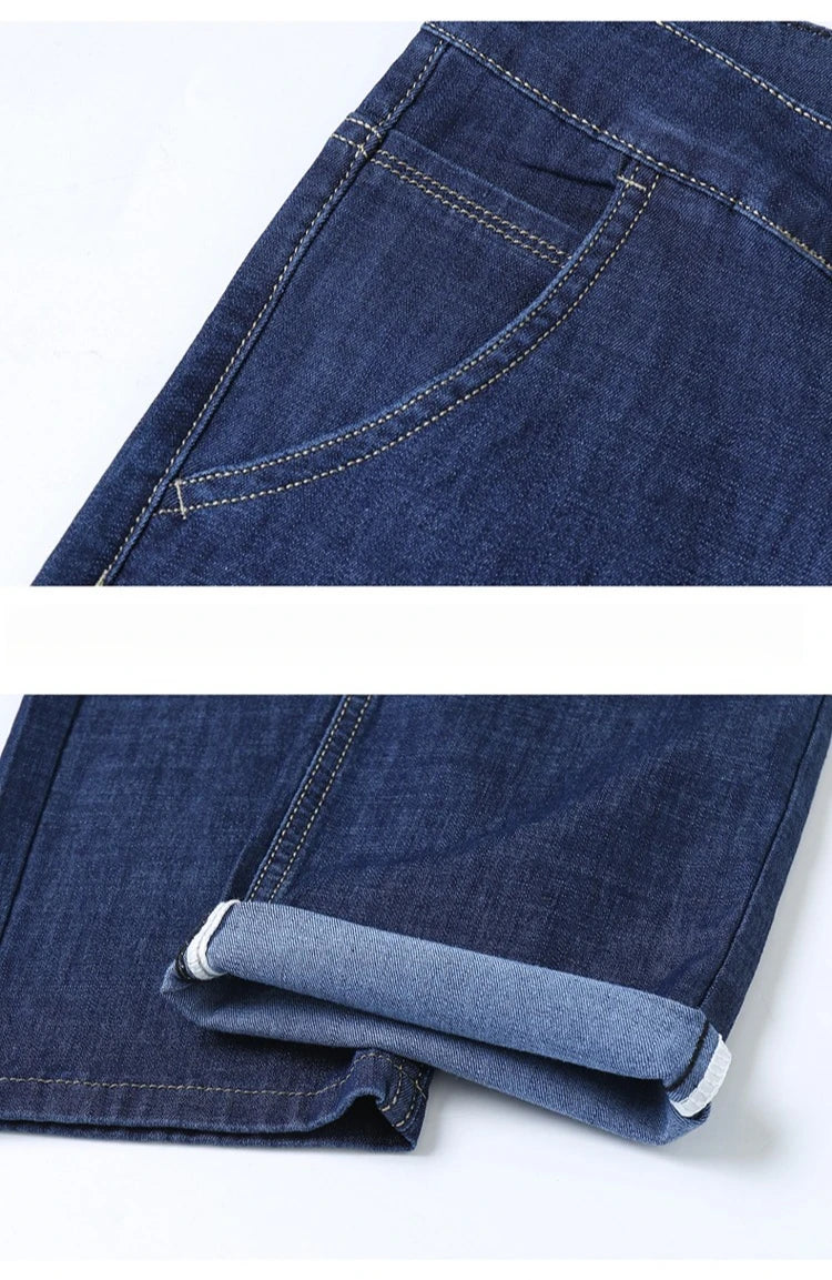 Men's Ice Silk Jeans Summer New Lyocell Thin Business Casual Denim Pants Classic All Match Slim Fit Straight Elastic Jean Male