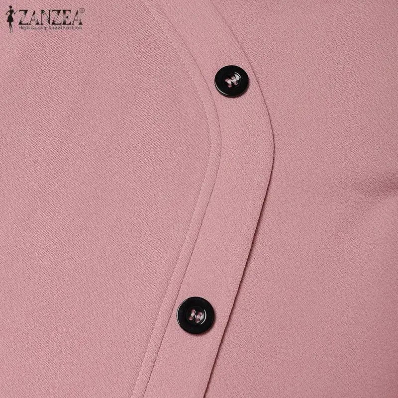 ZANZEA Muslim Casual Loose Long Dresses Textured O Neck Buttons Long Sleeve A-line Vestidos Women 2024 Islamic Hijab Abaya Robes.