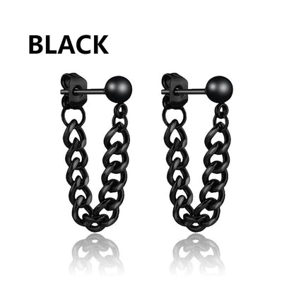 1 Pairs Black Earrings Set Punk Stainless Steel Stud Earrings For Men Women Vintage Hip Hop Piercing Ear Jewelry Accessories