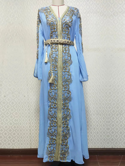 Mesh Stickerei Abaya Frauen Muslimischen Lange Maxi Kleider Oman Türkei Arabisch Kaftan Eid Party Kleid Marokko Abend Jalabiya Vestidos