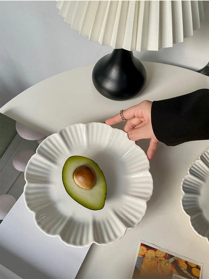 Ahunderjiaz-French Beige Ceramic Tableware Set, Underglaze Dessert Tray, Rice Bowl, Fish Plate, Kitchen Tableware Set, Cream Sty.