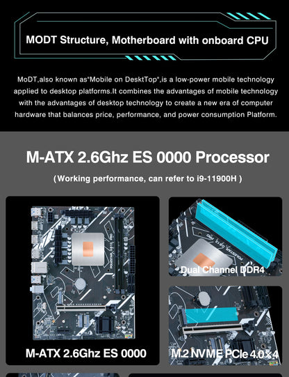 DIY Gaming Computer Motherboard with Onboard 11th Kit IntelCore CPU 0000 ES 2.6GHz (Refer to Kit i9 1198** i9 11900) DDR4.