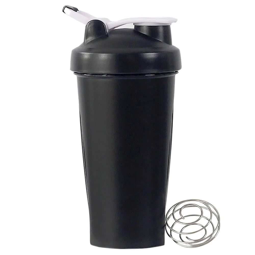 1pc Portable Protein Shaker 600ml Fitness Bottle with Wire Whisk Ball for Fitness Enthusiasts Athletes Perfect For Outdoor Gym.
