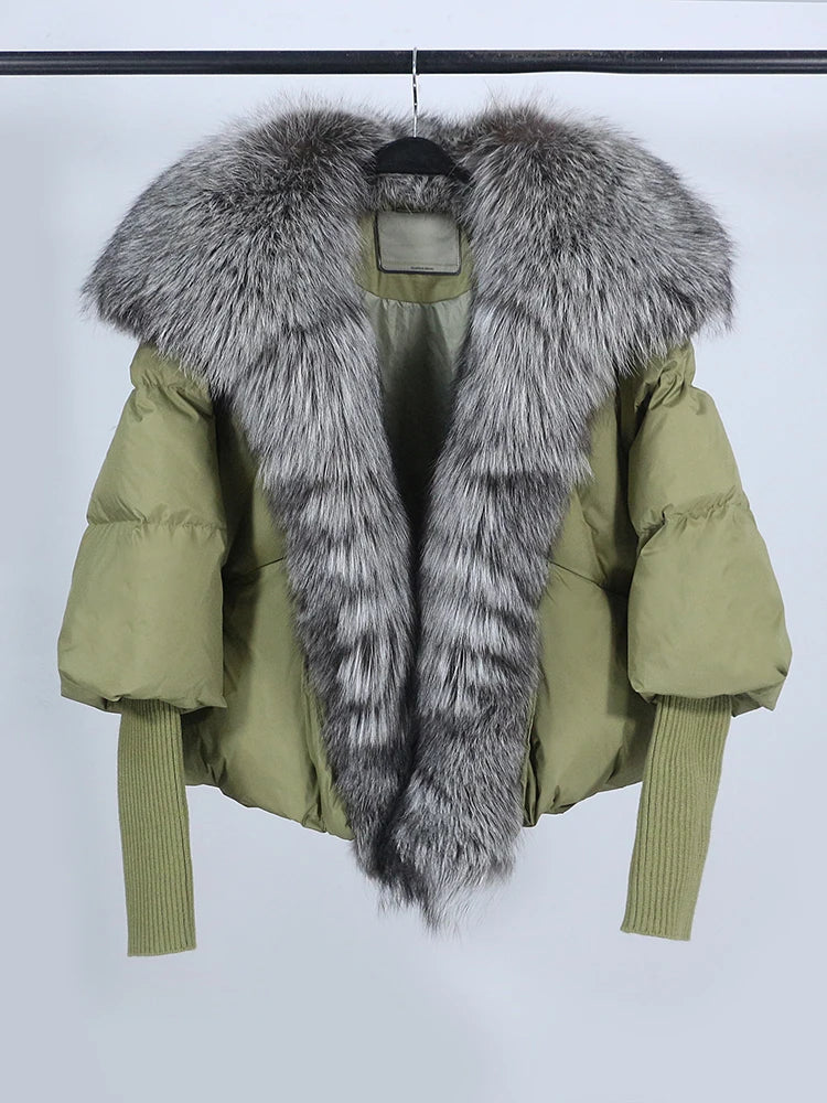 Lose Natürliche Echt Fox Pelz Kragen Mantel Dicke Neue Europäische Mode Weiße Ente Unten Jacke Winter Frauen Warme Luxus Oberbekleidung