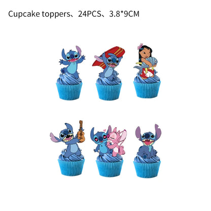 Stitch Party Supplies für Kinder Lilo und Stitch Geburtstag Party Dekorationen Luftballons Banner Tischdecke Hintergrund Geschirr