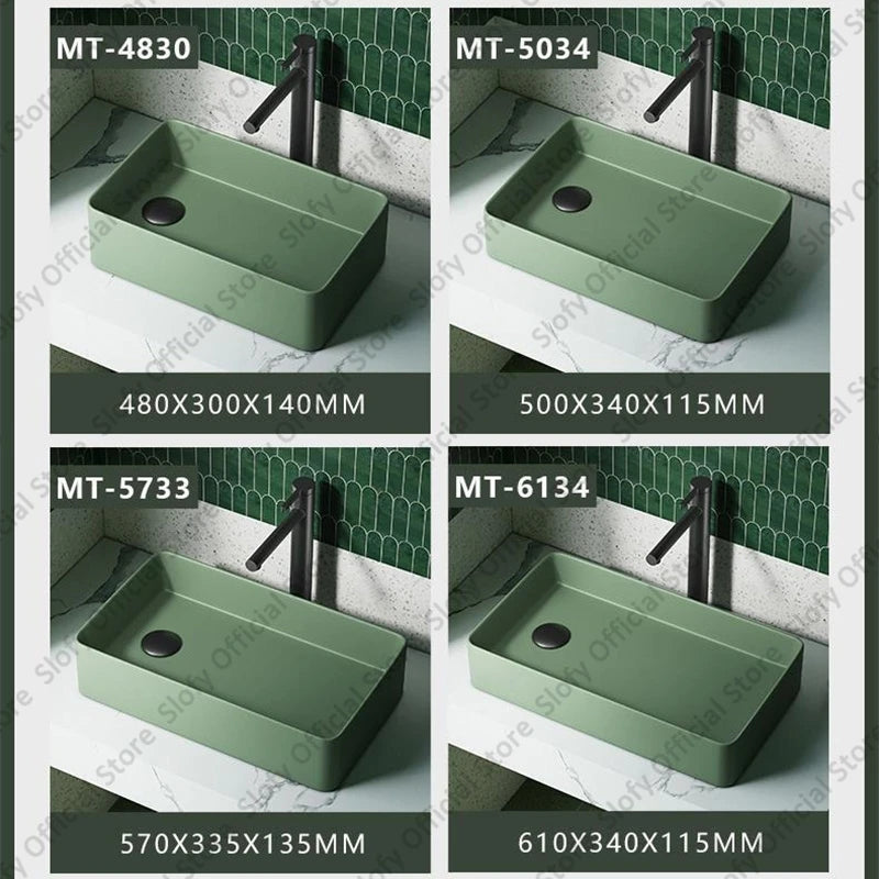 Grünes Haushalts-Hotel-Badezimmerwaschbecken, einfaches künstlerisches Keramik-Waschbecken über der Theke, Sockelwaschbecken, Balkon, Waschmaschine, Waschbecken