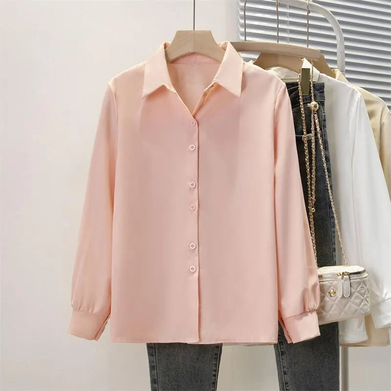Spring Autumn Casual Chiffon Shirt Women Shirts Fashion Female Long Sleeve Loose Solid Blouse Tops Office Lady Shirts.