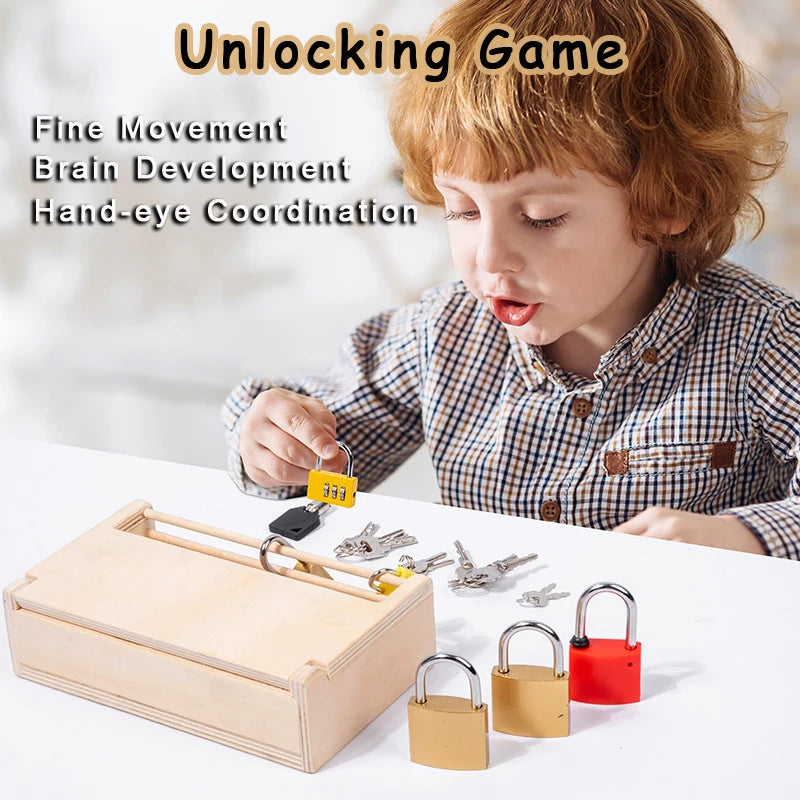 Montessori Unlocking Toys Learning Locks With Keys Children Educational Game Fine Motor Training Sensory Materials Teaching Aids.