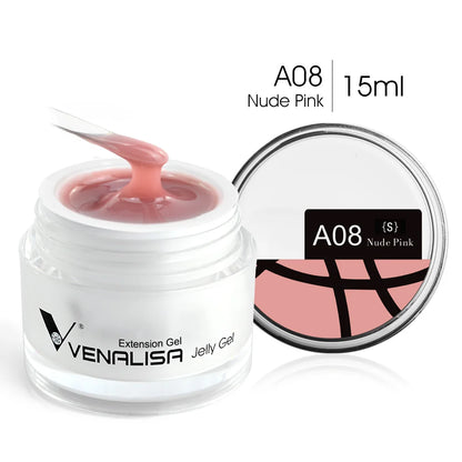 Venalisa Camouflage Nail Gel 15ml Soak Off UV LED Nail Polish Builder Construction Extend Semi Transparent  Jelly Poly Nail Gel.