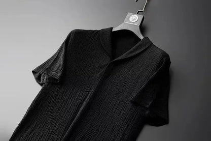 Summer Ultra-thin Five-piece Ice Silk Linen Suit Men's Cotton Linen 2-piece Set Loose-fit Mid-sleeve T-shirt Sports Wear.