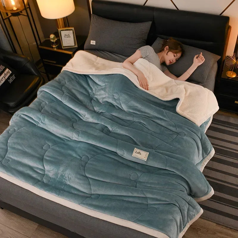 Milk Fleece Autumn Winter Warm Weighted Blankets for Beds European Thickened Beibei Velvet Throw Blanket Warmth Quilt Comforter