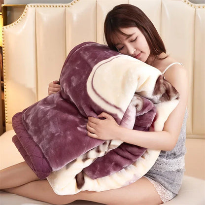 Double Layer Raschel Blankets Soft Warm Faux Fur Mink Throw Thicken Fluffy Microfiber Plush Weighted Blankets For Beds.