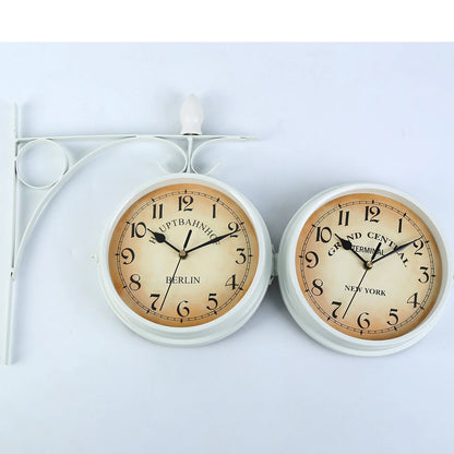 Stationsuhr Doppelseitige Wanduhr Runde Mount Wand Outdoor Garten Dekor Wanduhr Dia 25cm für Weihnachten Home Geschenke