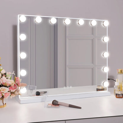 FENCHILIN Vanity Mirror with Lights Hollywood Lighted Makeup Mirror with 15 Dimmable LED Bulbs for Dressing Room Tabletop.