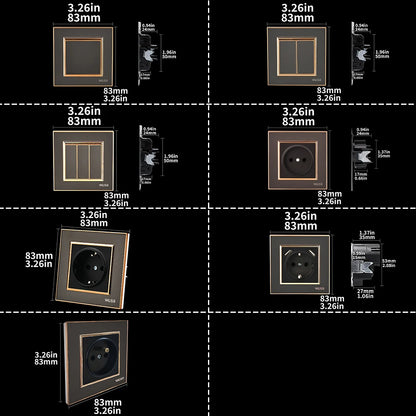 WESA Schwarze Spiegel-Acryl-Steckdose mit 2 USB-Steckdosen nach EU-Standard, Standard-Erdungsstecker, Steckdose, flammhemmend.