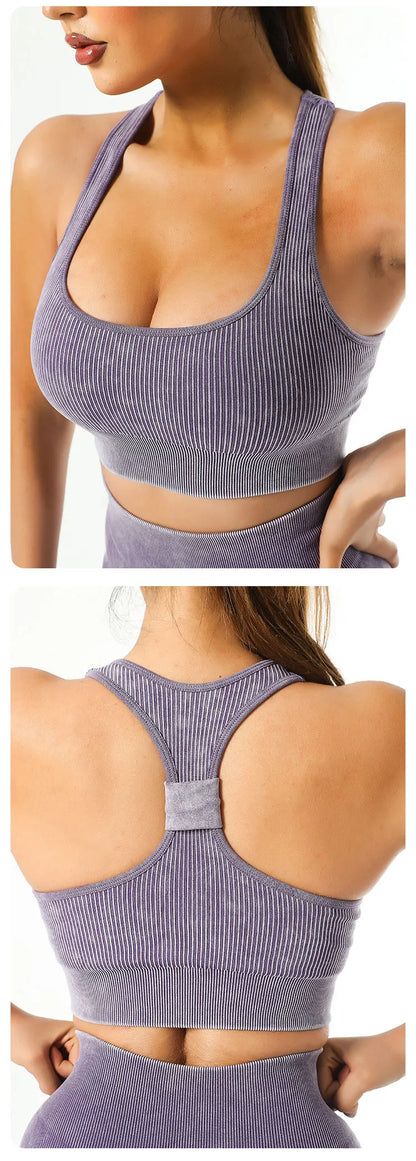 Yoga Suit High Waist Leggings Running Training Tights Sports Outfits Long Sleeve Crop Top Bra Seamless Fitenss Set Fitness Wear